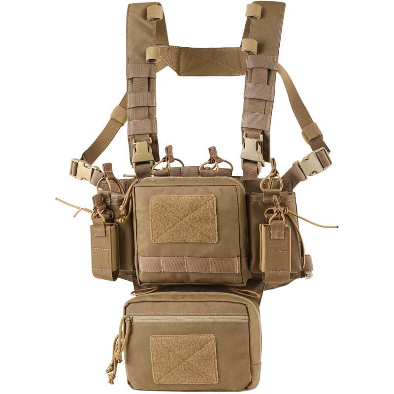 Chest Rig-Tactical Chest Rig, Adjustable & Detachable Molle Micro Chest Rigs, with 5.56/7.62 Magazine Pouch, Pistol Pouch