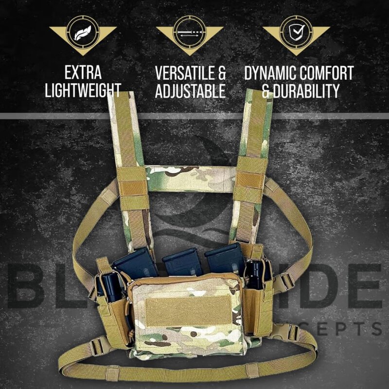Black Tide Concepts Tactical Chest Rig| Navy Seal Designed, Tested & Guaranteed|Durable Chest Rig w/MOLLE Pouch
