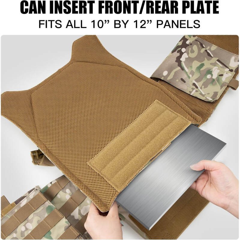 Jueachy Tactical Vest for Men Plate Carrier: Quick Release Lightweight Military Vest Adjustable Breathable Weighted Vest for Training