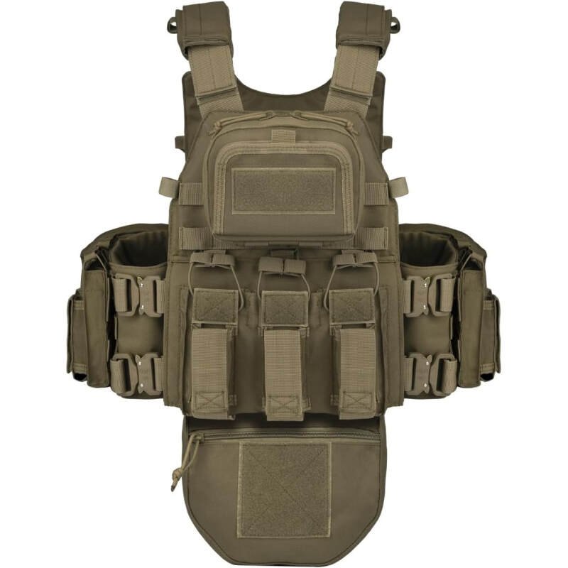 BOMTURN Great Tactical Outdoor Vest for Men Multifunctional Modular Molle Vest with Metal Buckles