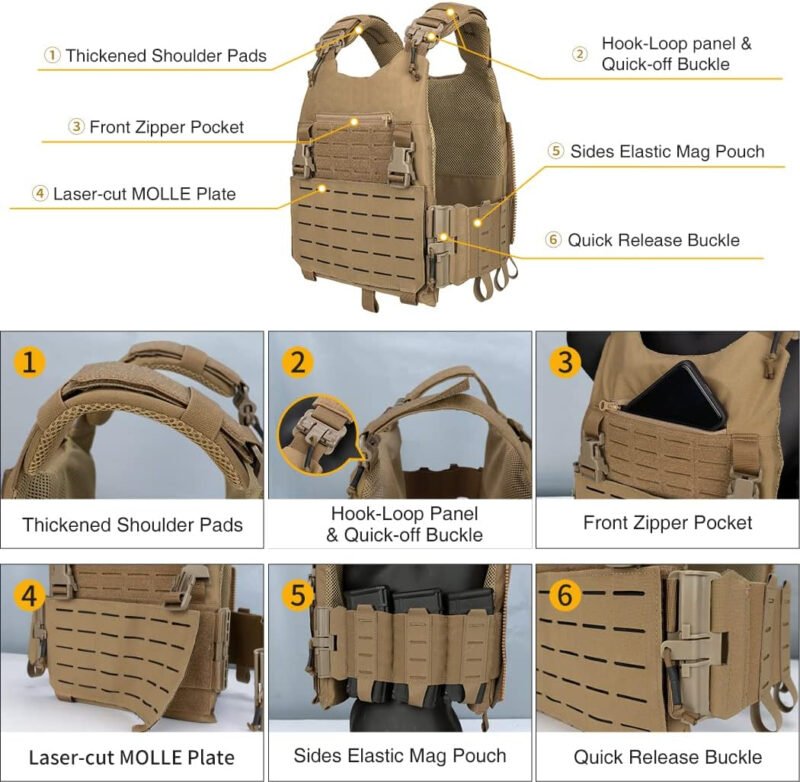 IDOGEAR Tactical  Molle Modular Camouflage Paintball CS Outdoor Adjustable Lightweight Combat Training Vest