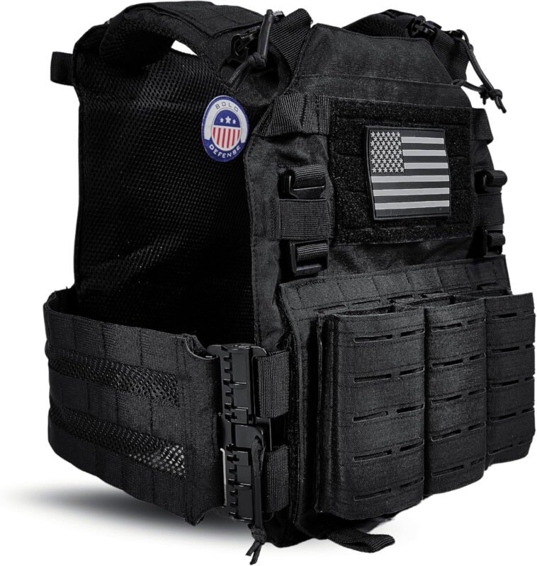 Plate Carrier Tactical Vest – Quick Release 500D Nylon Plate Carrier Vest Lightweight, Adjustable Military Vest