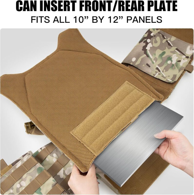 Jueachy Tactical Vest for Men Plate Carrier: Quick Release Lightweight Military Vest Adjustable Breathable Weighted Vest for Training