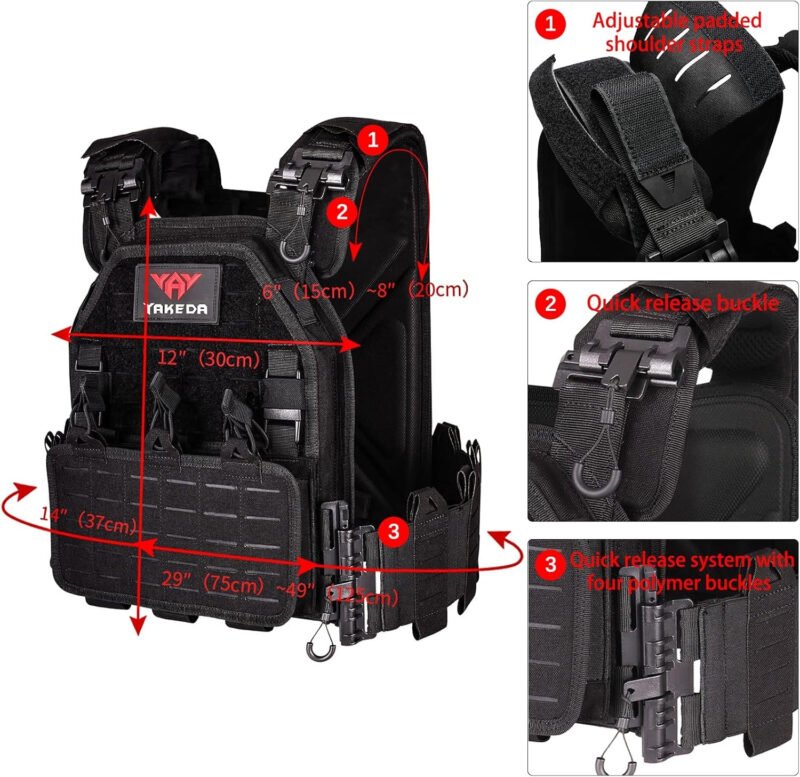 BOMTURN Tactical Vest for Men Quick Release Laser-Cutting Modular Vest for Outdoor