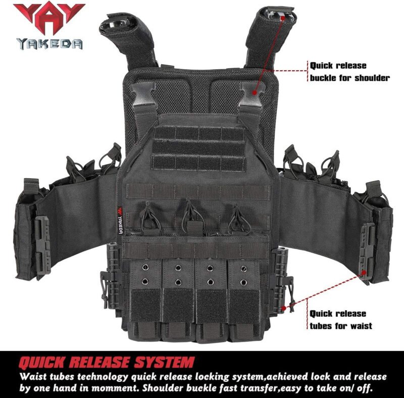 vAv YAKEDA Tactical Vest for Men Quick Release Outdoor  Vest Adjustable for Adults