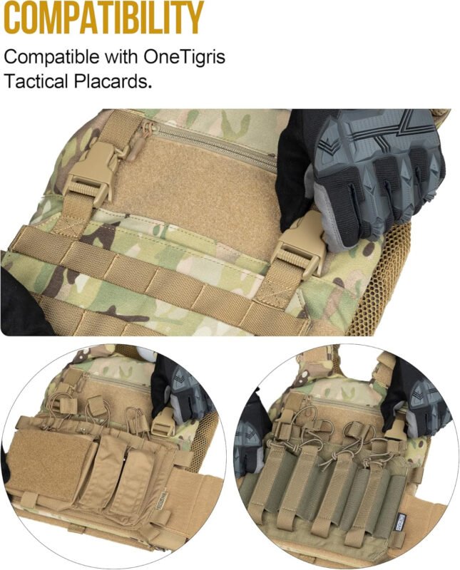 OneTigris Low Profile MOLLE Vest Adult with Hook and Loop Cummerbund, Side Elastic Holder Pockets Vest