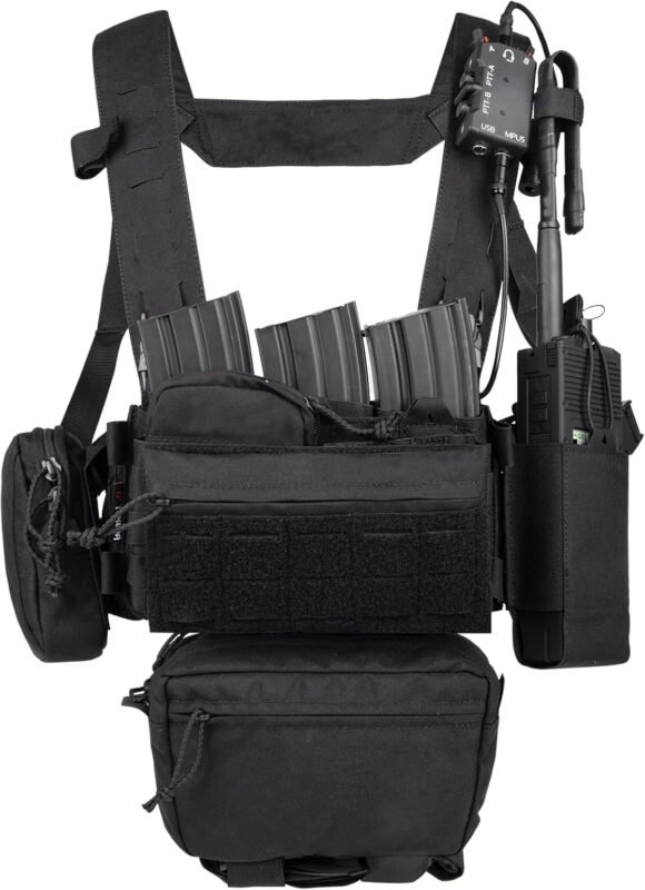 YAKEDA Tactical Chest Mini Rig Vest with Magazine Pouch Adjustable Detachable Laser-cutting Molle Modular Chest Vest