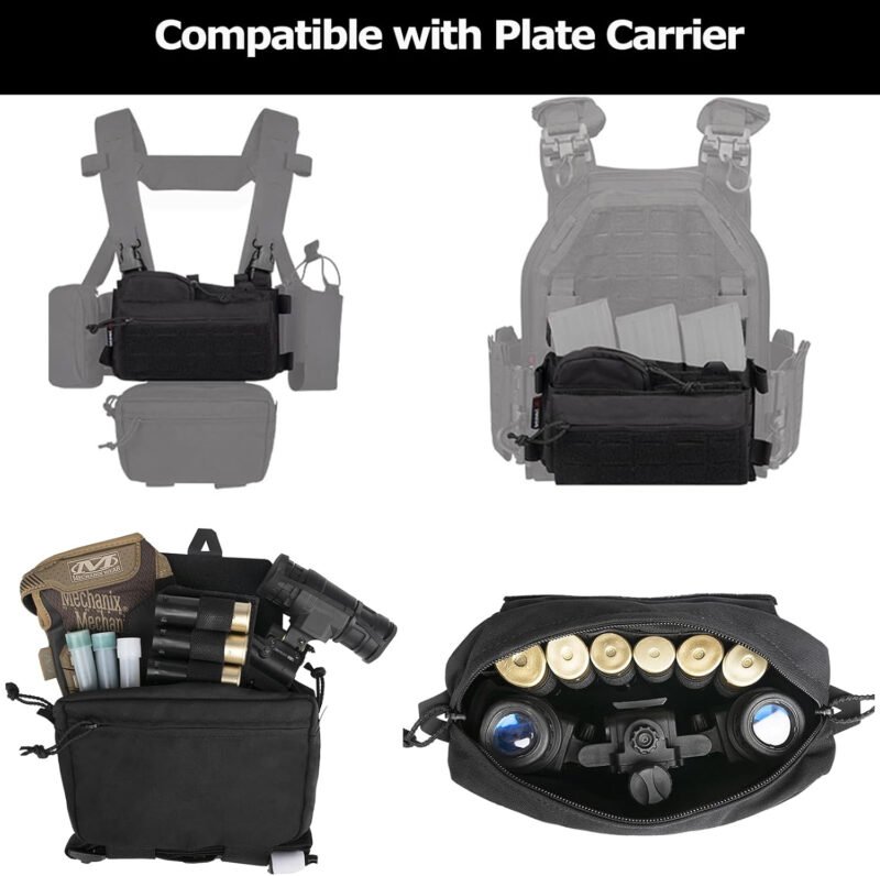 YAKEDA Tactical Chest Mini Rig Vest with Magazine Pouch Adjustable Detachable Laser-cutting Molle Modular Chest Vest