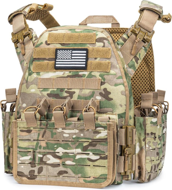 CVLIFE Tactical Vest Quickly Release  Vest with Molle System Large Capacity Adjustable Breathable Molle Vest