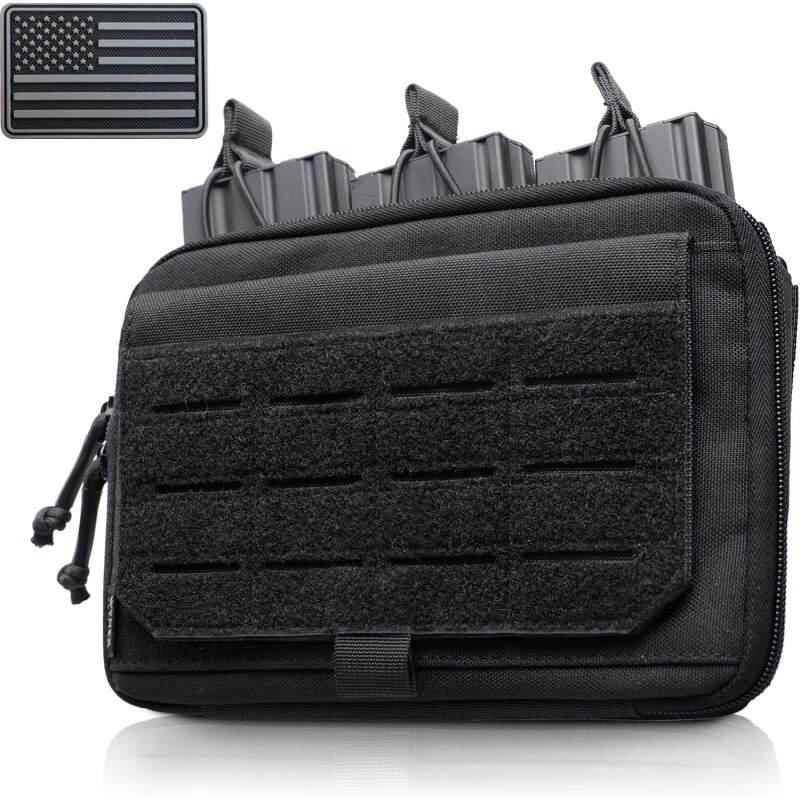 WYNEX Molle Admin Pouch of Kangaroo Style, Tactical Utility Tool Pouch with Mag/Zipper Strip Insert Modular EDC Medical Bag Organizer Attachment Patch Included