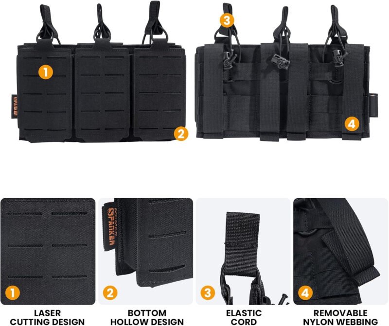 EXCELLENT ELITE SPANKER Tactical Mag Pouch Open-Top Single/Double/Triple Molle Magazine Pouch for Magazines M4 M16 AR-15 5.56