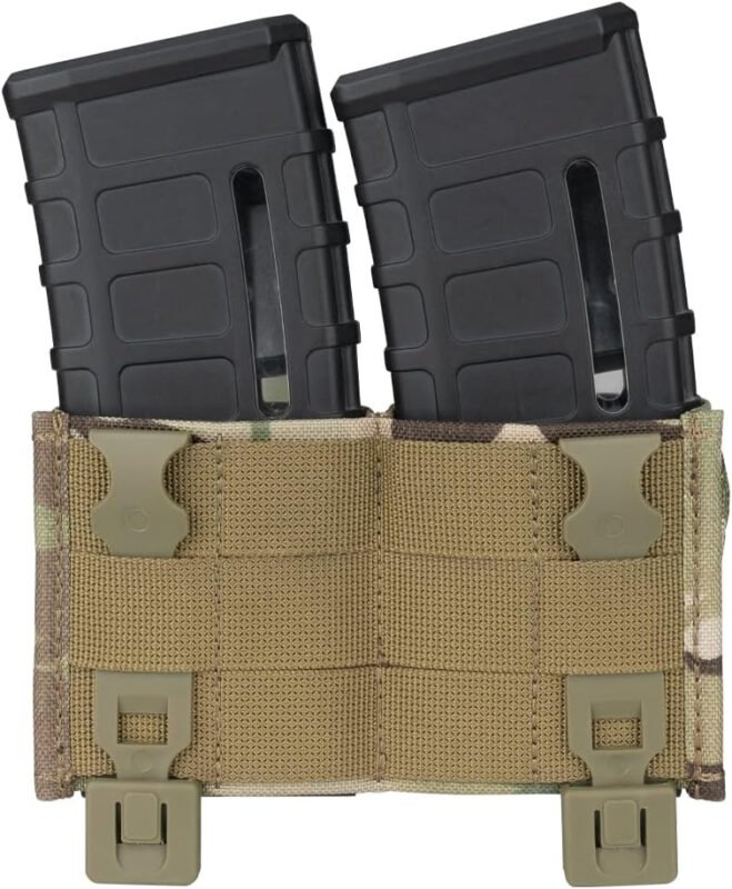 IDOGEAR Rifle Mag Pouch Molle 5.56mm Magazine Pouch Single Open-Top AR Mag Carrier Holder with Quick Release Mag Insert for M4 M16
