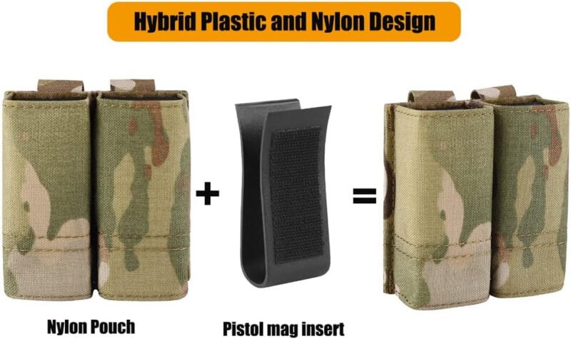 KRYDEX Single/Double Pistol Mag Pouch, Nylon Magazine Pouch 9mm with Quick Release Magazine Pouch Insert