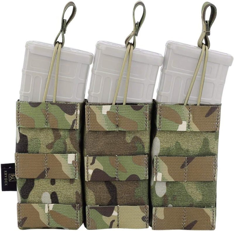 KRYDEX Tactical MOLLE Single/Double/Triple Open-Top 5.56mm Mag Pouch with MOLLE Strap for M4 M16 .223 Magazines
