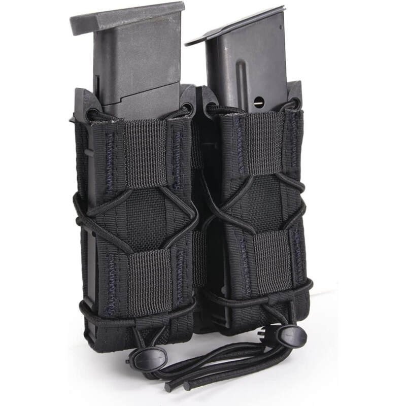 Pistol Double Magazine Holster, Universal 9MM Mag Pouch,Velcro Wrap Belt Holder for 9MM/Glock/Single/Dual Stack Gun Magazines Pouches