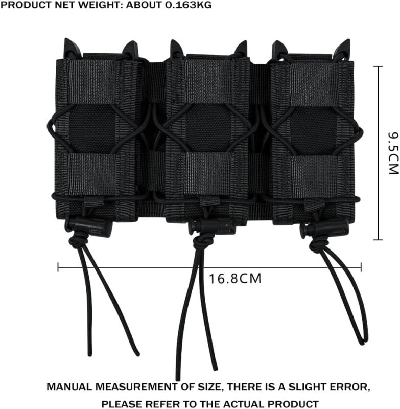 Triple 9MM Mag Pouch,Molle Pistol Triple Magazine Holster,3 Magazine Holder 9mm Universal,Open-Top Handgun Ammo Holder for 9mm/.40 Calibers 45acp Glock Compatible MOLLE Belts