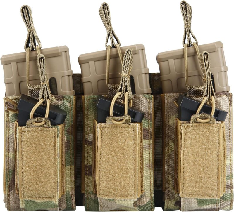 Triple Mag Pouch Open-Top Rifle Mag Pouches and Pistol Magazine Pouches for M4 M16 AK Molle Backpack  Military Gear