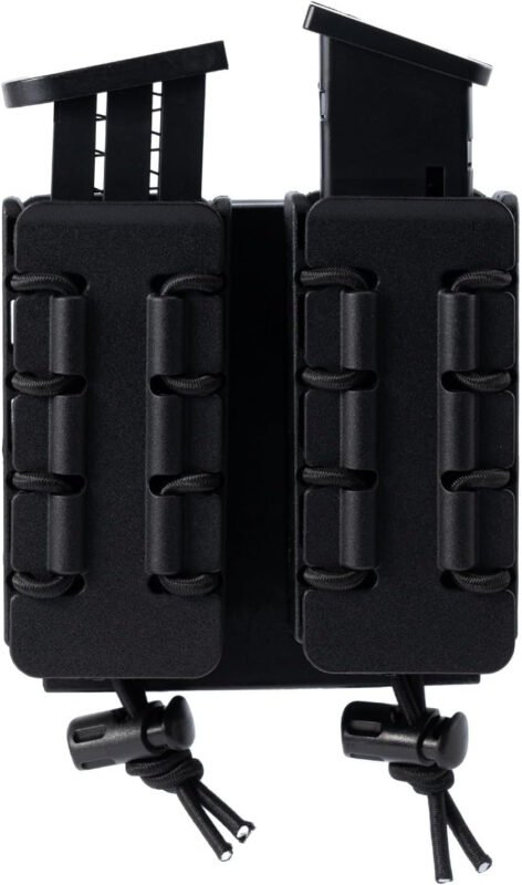 Pistol Mag Holder w/Belt MOLLE Rotatable Adjustable Clip 9mm Magazine Holster OWB Mag Pouch fit 2 1/4″ Duty Belt MOLLE Carrier Mount