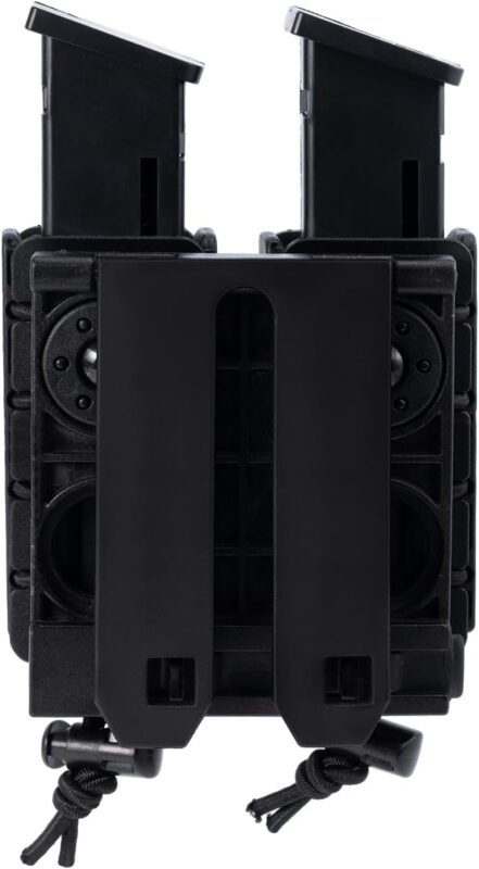 Pistol Mag Holder w/Belt MOLLE Rotatable Adjustable Clip 9mm Magazine Holster OWB Mag Pouch fit 2 1/4″ Duty Belt MOLLE Carrier Mount