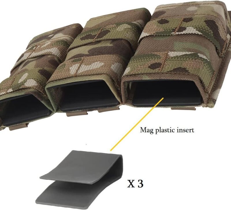 Triple Molle Mag Pouch 5.56 Tactical Open Top M4 M16 Magazine Holder Carrier with Quick Release Magazine Pouch Insert