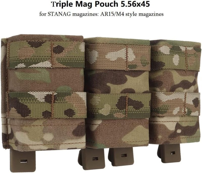 Triple Molle Mag Pouch 5.56 Tactical Open Top M4 M16 Magazine Holder Carrier with Quick Release Magazine Pouch Insert