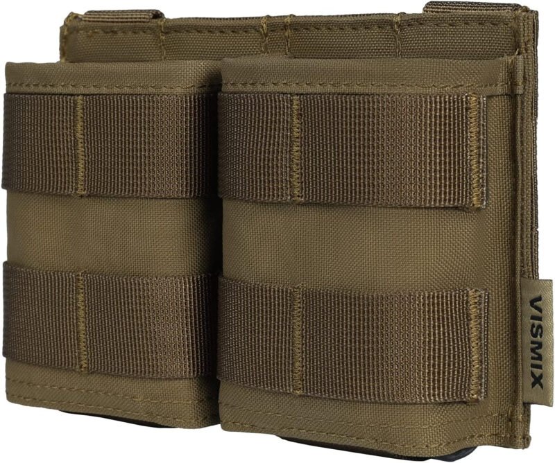 VISMIX Rifle Mag Pouch, Double 5.56mm AR MOLLE Magazine Pouch with Quick Release Kydex Insert and MOLLE Compatible