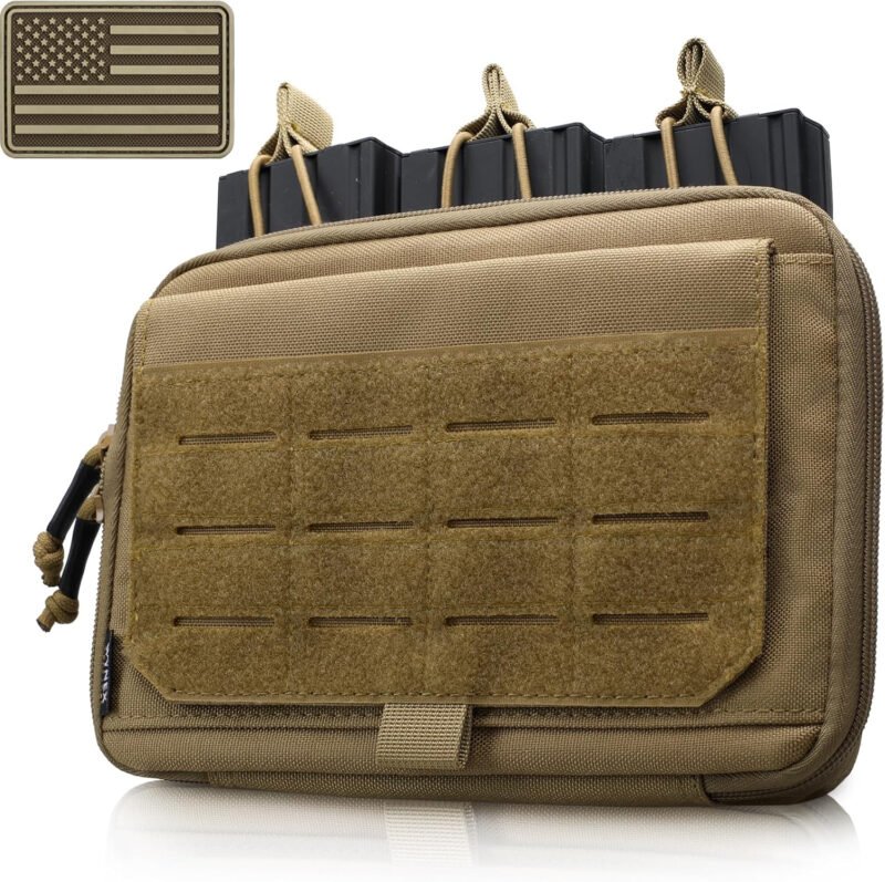 WYNEX Molle Admin Pouch of Kangaroo Style, Tactical Utility Tool Pouch with Mag/Zipper Strip Insert Modular EDC Medical Bag Organizer Attachment Patch Included