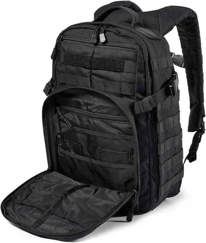5.11 Tactical Backpack – Rush 12 2.0 – Military Molle Pack, CCW with Multiple Compartments, 24 Liter, Small, Style 56561, Black