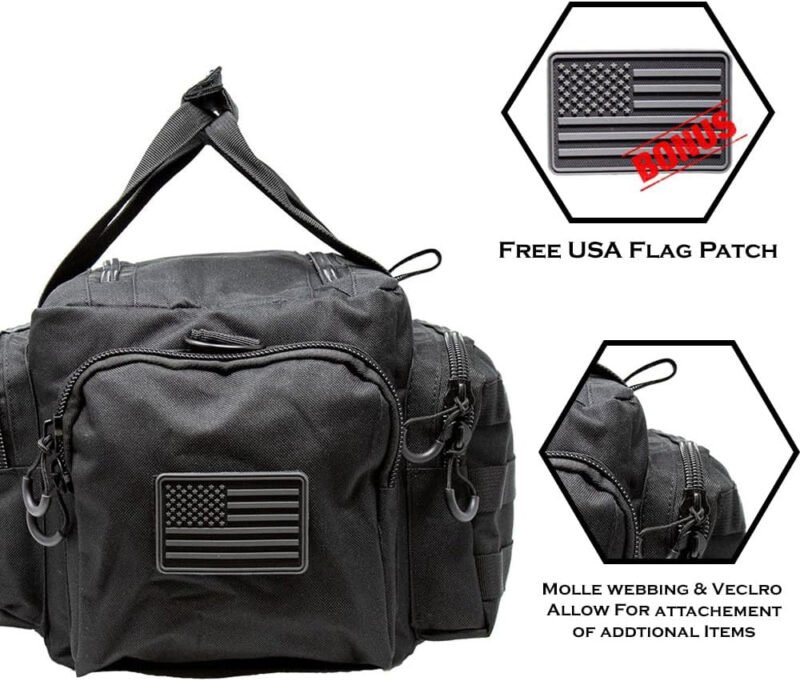 Exos Tactical Range Bag – Medium Size Range Bag for Shooting – Gun Case for Handguns, Ammo Bag, Tactical Range Bag, Molle Webbing, Free Subdued USA Patch, Designed in the USA