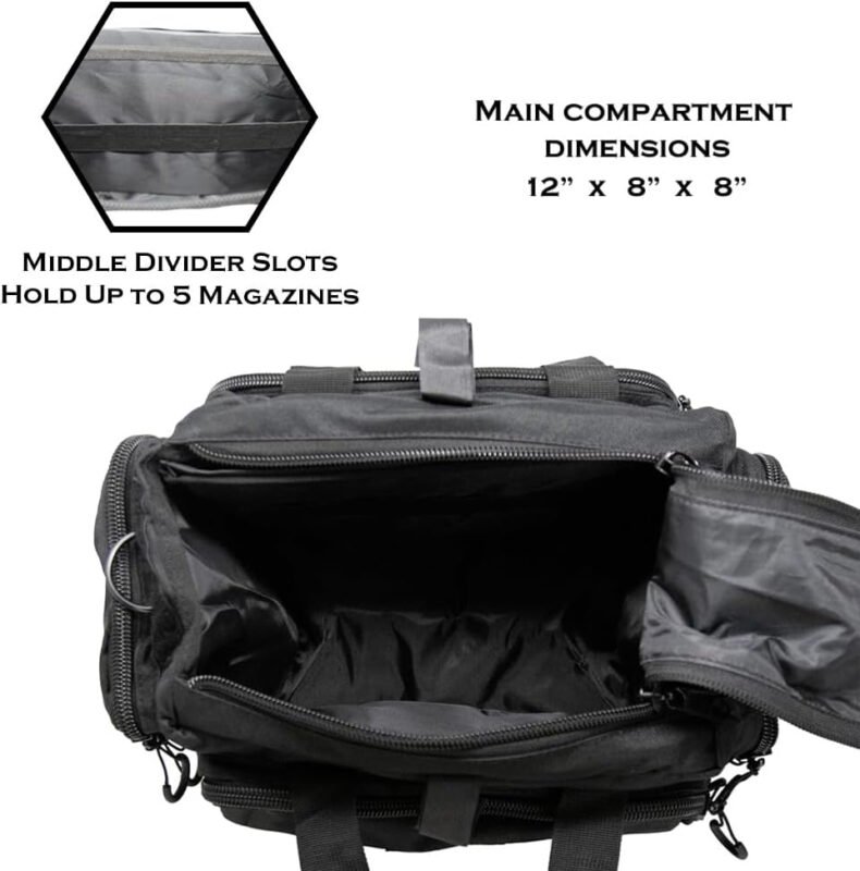 Exos Tactical Range Bag – Medium Size Range Bag for Shooting – Gun Case for Handguns, Ammo Bag, Tactical Range Bag, Molle Webbing, Free Subdued USA Patch, Designed in the USA