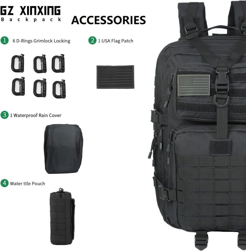 GZ XINXING 64L Large 3 day Molle Pack Military Tactical Army Backpack Bug Out Bag Rucksack For Men