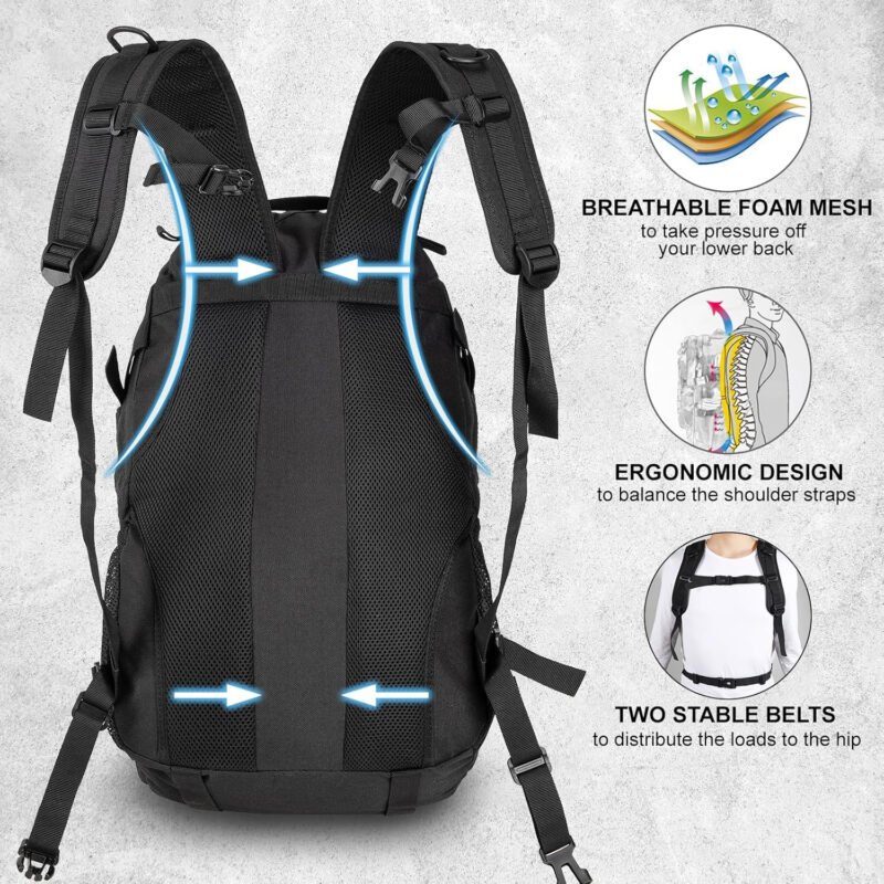 Jueachy Tactical Backpack for Men Hiking Day Pack Molle Military Rucksack Waterproof 30L EDC Bag with USA Flag Patch