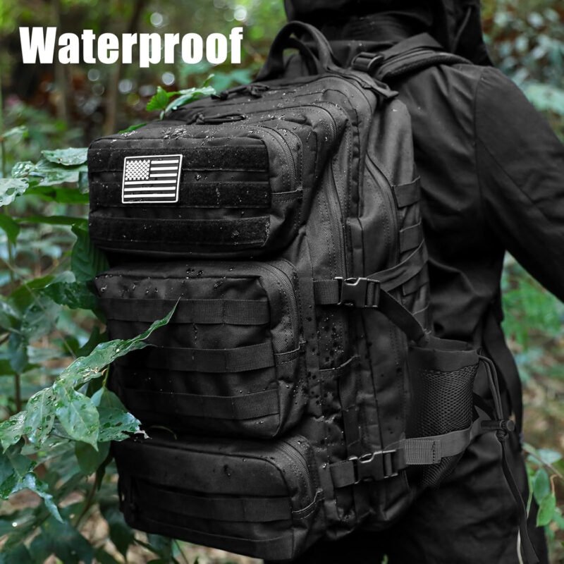 50L Military Tactical Backpack Large Day Backpack for Men Molle Army 3 Days Assault Pack Bug Out Bag Water Resistant and Heavy Duty Hiking Treeking Rucksack – Black