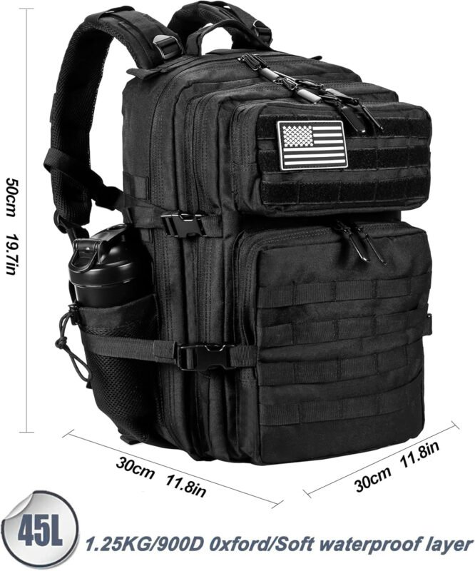 LHI Military Tactical Backpack for Men and Women 45L Army 3 Days Assault Pack Bag Large Rucksack with Molle System