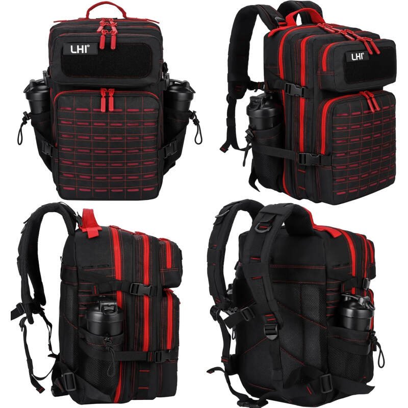 LHI Tactical Military Backpack for Men 25L/45L Large Molle Army Assault Pack 3 Day Hiking Rucksack With Bottle Holder