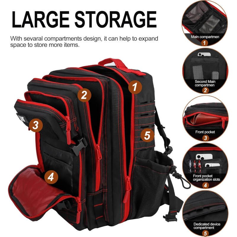 LHI Tactical Military Backpack for Men 25L/45L Large Molle Army Assault Pack 3 Day Hiking Rucksack With Bottle Holder
