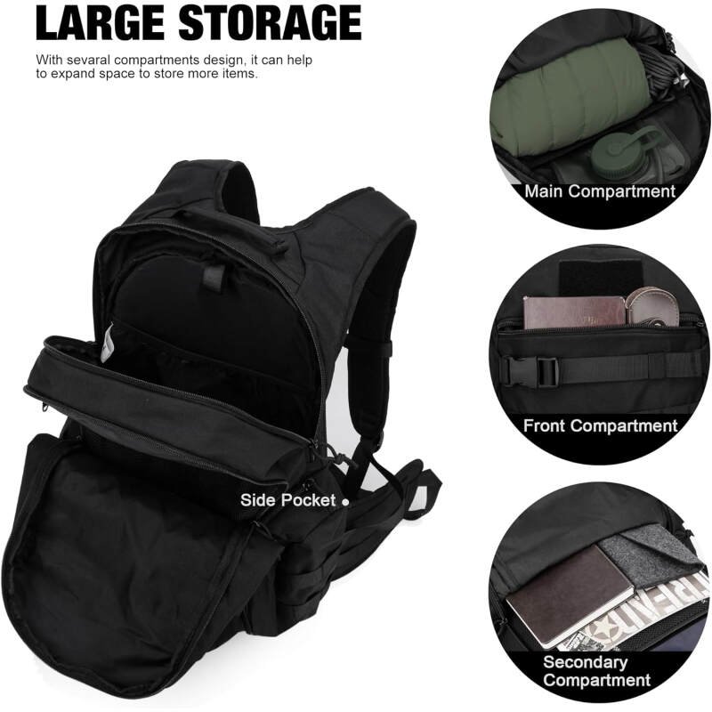 Mardingtop 35L Tactical Backpacks Molle Hiking daypacks for Camping Hiking Military Traveling Motorcycle(With Rain-cover)