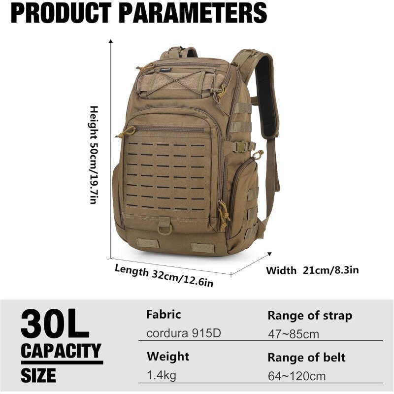 Mardingtop 30L Molle Military Backpack, Tactical Backpack for Men, Cordura Backpack for Hiking,Camping,Trekking