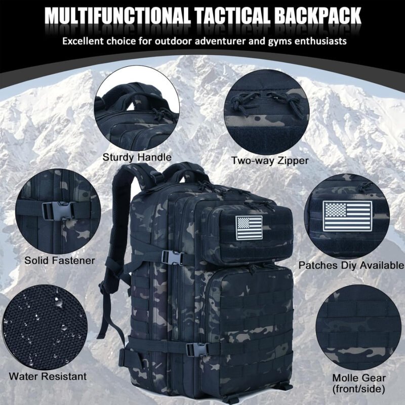 Createy 45L Military Tactical Backpack Large 3 Day Assault Pack Molle Bag Rucksack Bug Out Bag for Camping Hunting Hiking