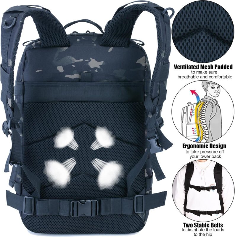 Createy 45L Military Tactical Backpack Large 3 Day Assault Pack Molle Bag Rucksack Bug Out Bag for Camping Hunting Hiking