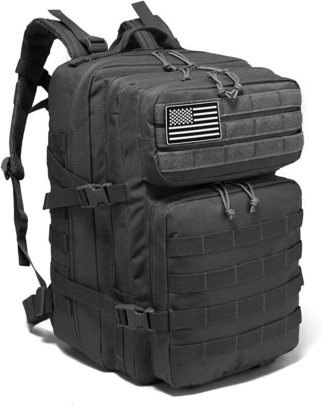 Tactical Backpack for Men Bug Out Bag Army Pack Rucking Backpacks 45L MOLLE Military 3 Day Hiking Rucksack (Black)
