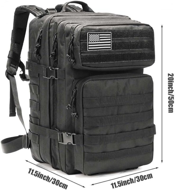 Tactical Backpack for Men Bug Out Bag Army Pack Rucking Backpacks 45L MOLLE Military 3 Day Hiking Rucksack (Black)