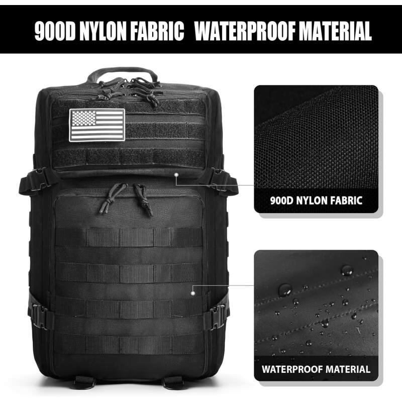 Military Tactical Backpack for Men 45L Molle Army 3 Days Assault Pack Bug Out Bag Water Resistant and Hiking Treeking Rucksack