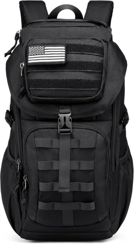 Wotony Tactical Assault Pack Backpack Molle Military Backpack Outdoor Hiking Camping Rucksack Waterproof backpack for men (Black, 25L)
