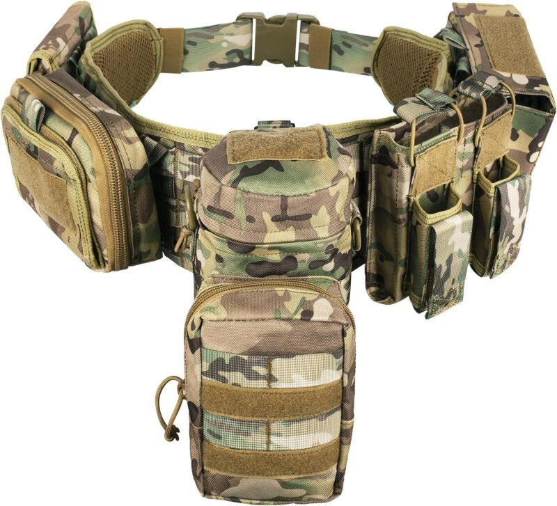 BOMTURN Tactical Battle Belt Military Molle War Duty Belt Law Enforcement for Police Army 7 in 1 Set