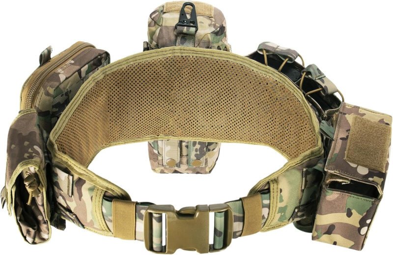 BOMTURN Tactical Battle Belt Military Molle War Duty Belt Law Enforcement for Police Army 7 in 1 Set