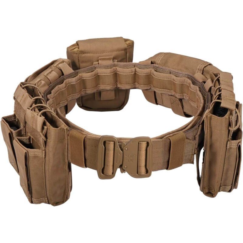 BOMTURN Battle Belt Tactical Belt with Accessories: Duty Belts Law Enforcement Combat  Police Belt with Pouches 7pcs