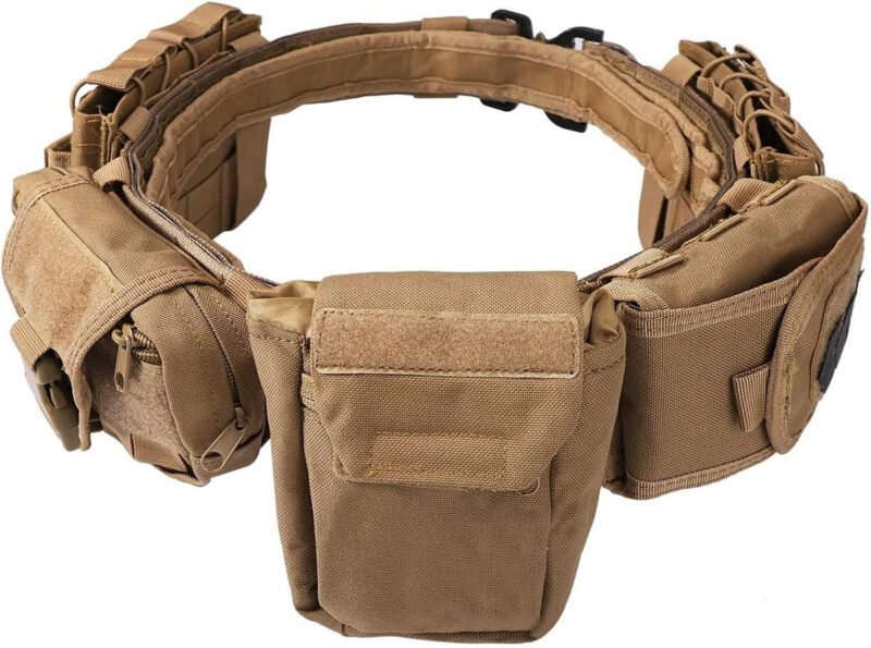BOMTURN Battle Belt Tactical Belt with Accessories: Duty Belts Law Enforcement Combat  Police Belt with Pouches 7pcs