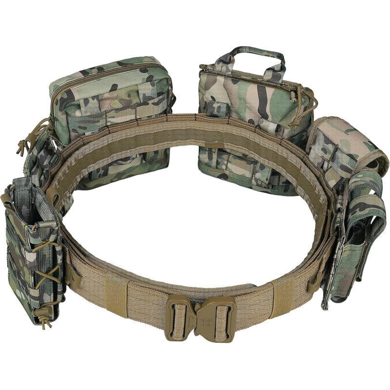 BOMTURN Tactical Battle Belt with Pouches Accessories Law Enforcement Duty Combat Military Utility Police Belt 8ps