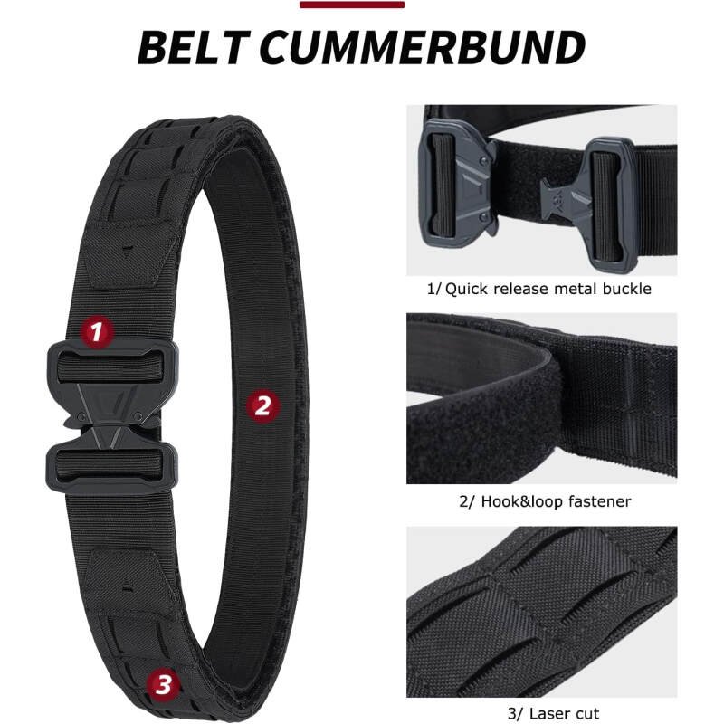 Tactical Belt Battle Men’s EDC Duty Belt with Inner Belt & Anti-slip Belt